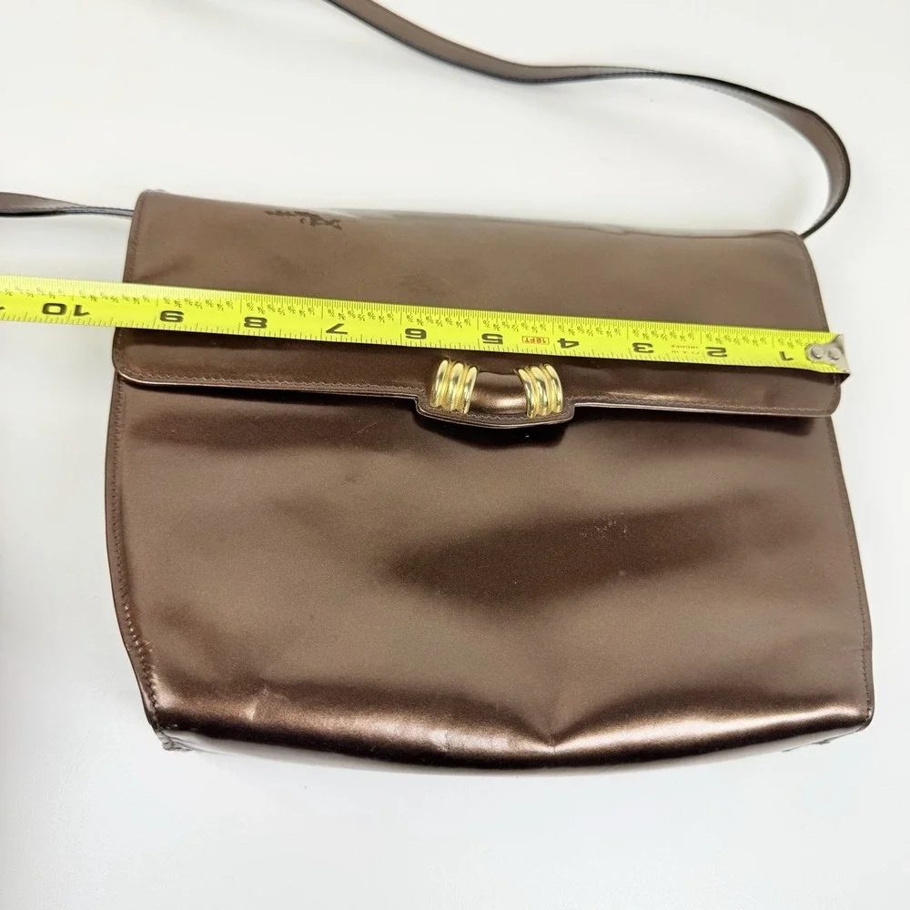 Salvatore Ferragamo M211044 Bronze Leather Shoulder Bag Made In Italy